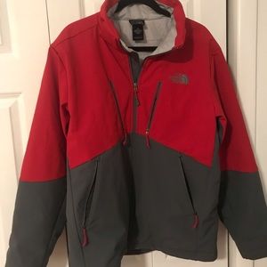 Large Red Gray NorthFace Jacket Mens